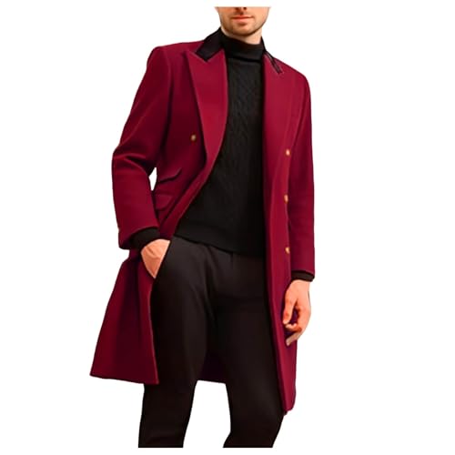 Slim Fit Herren Mantel Winter Casual Freizeit Winterjacke Wolle Stehkragen Business Wintermantel Trenchcoat Herrenmantel von Didadihu