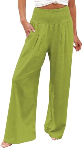 Sommerhosen Damen Leicht Bequeme Weite Sommerhose Leicht Und Luftig Sommer Hosen Lang Casual Palazzo Hose Weites Bein Baumwolle Sommerhose Leichte Hose Wide Leg Pants Mintgrün XXL Sommerhosen Damen Leicht Bequeme Weite Sommerhose Leicht Und Luftig Sommer Hosen Lang Casual Palazzo Hose Weites Bein Baumwolle Sommerhose Leichte Hose Wide Leg Pants Mintgrün XXL von Didadihu