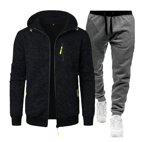 Sportanzug Hausanzug Oversized Herren,Baumwolle Trainingsanzug Jogginganzug Set Herren Streatwear Activewear Jogging Anzug Freizeitanzug Mit Kapuzenpullover Und Winter Jogginghose von Didadihu