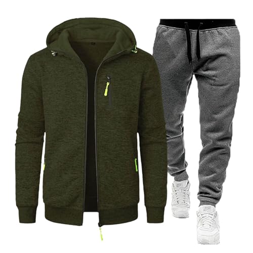 Sportanzug Hausanzug Oversized Herren,Baumwolle Trainingsanzug Jogginganzug Set Herren Streatwear Activewear Jogging Anzug Freizeitanzug Mit Kapuzenpullover Und Winter Jogginghose von Didadihu