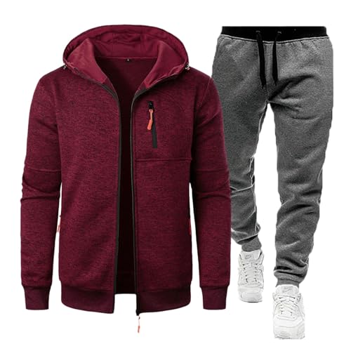 Sportanzug Hausanzug Oversized Herren,Baumwolle Trainingsanzug Jogginganzug Set Herren Streatwear Activewear Jogging Anzug Freizeitanzug Mit Kapuzenpullover Und Winter Jogginghose von Didadihu