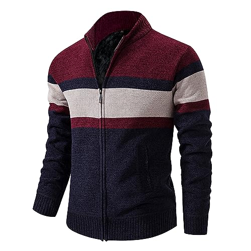 Strickfleecejacke Herren, Strickjacke Outdoor Fleece Gefüttert Wintermantel Strick Freizeitjacke Dicke Winter Cardigan Winterjacken Warm Festival Strickmantel Sweater Sweatjacke von Didadihu