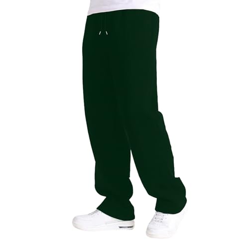 Sweatpants Herren Breite Jogginghose Baggy Hose Track Pants Hosen Y2k Men Sporthose Lang Open Leg Jogger Männer Baumwolle Offener Beinabschluss Weiße Weiß Kanaken Style von Didadihu