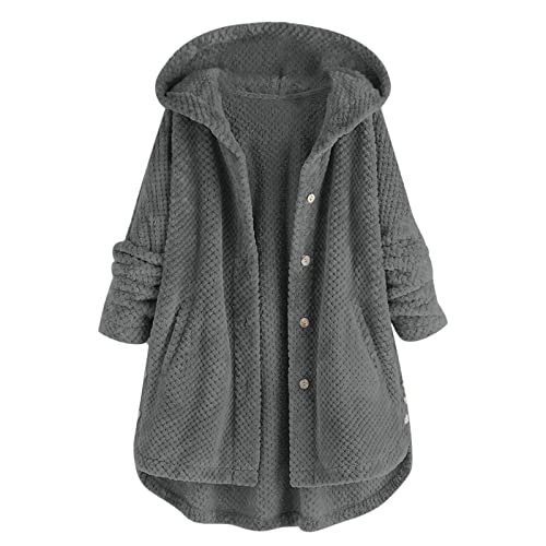 Teddyjacke Damen : Outwear Plüschmantel Übergroße Elegant Kuscheljacke Kuschel Teddyjacke Fleecepullover Teddy Fleece Lang Hoodie Kapuze Leichte Cordjacke Kapuzenpullover Umstandsjacke von Didadihu