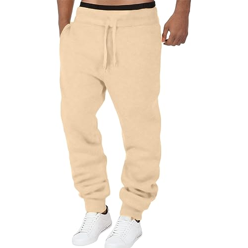 Trainingshose Herren : 4XL Schwarz Bequeme Hose Sporthose Baumwolle Cargo Activewear Jogginghose Baggy Lang Weiße Trainingshose Sweathose Freizeithose,Khaki,XXL von Didadihu