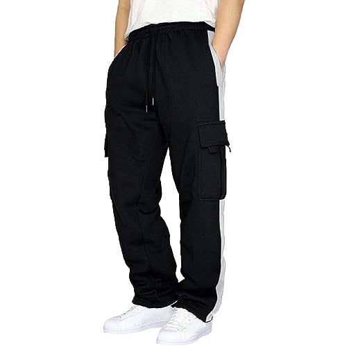 Trainingshosen Herren - Cargo Weiße Sport Hose Activewear Schwarz Grau Laufhose Sweathose Lang Breite 4XL Trainingshose Jogger Pants Jogginghose,Schwarz,XL von Didadihu