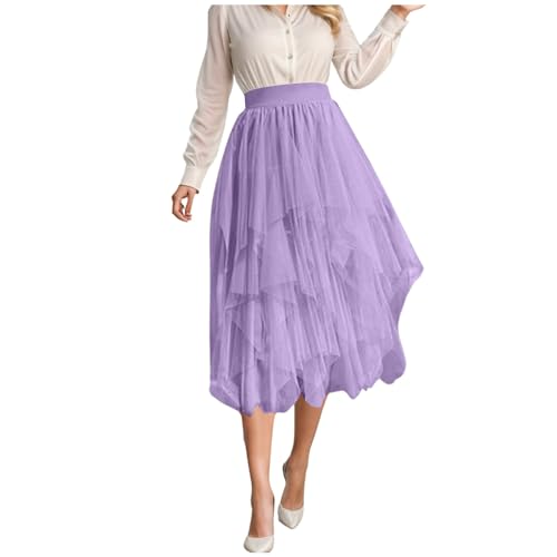 Tüllrock Lang Damen High Low Layered Puff Lagenrock Faltenrock Mit elastischer hoher Bund Midi Swing Tütü Tutu Rock Unregelmäßiger A-Linie Midirock tüll Röcke,Violett,S Tüllrock Lang Damen High Low Layered Puff Lagenrock Faltenrock Mit elastischer hoher Bund Midi Swing Tütü Tutu Rock Unregelmäßiger A-Linie Midirock tüll Röcke,Violett,S von Didadihu