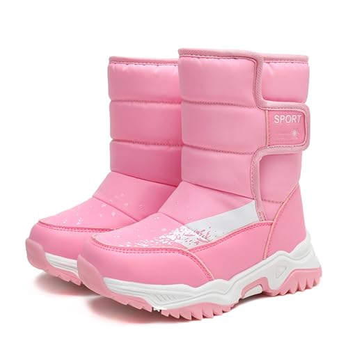 Wasserdicht rutschfest Schneeboots Snowboots Winterboots Für Mädchen Jungen Kinder Schneestiefel Winterstiefel Mit Warm Gefüttert Winterschuhe Winter Outdoor Stiefel Boots,Rosa,37/EU von Didadihu