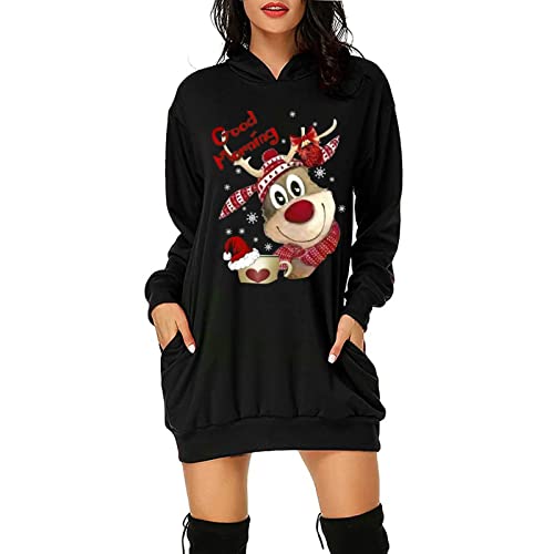 Weihnachts Kleid Damen Lustig Langarm Weihnachtspulli Hässliche Paare Weihnachts Tshirt Frauen Weihnachtssweater Ugly Strick Christmas Sweater Strickpullover Pyjama von Didadihu