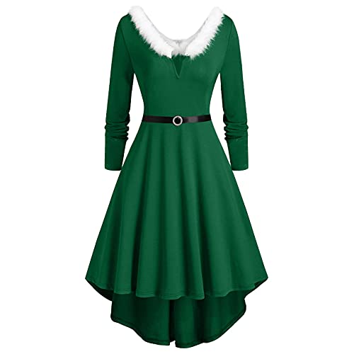 Weihnachtskleid,Weihnachtskleid Damen Langarm Sexy Maxikleider A Linie Vintage Partykleid Mit Weihnachten Bedruckt Cocktailkleid Festliche Kleider Für Frauen,001 B,S von Didadihu