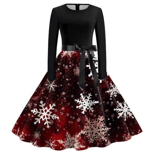 Weihnachtskleid,Weihnachtskleid Damen Langarm Sexy Maxikleider A Linie Vintage Partykleid Mit Weihnachten Bedruckt Cocktailkleid Festliche Kleider Für Frauen,006 C,L von Didadihu