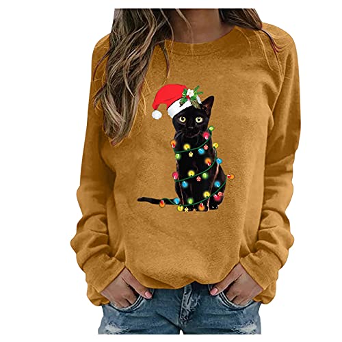 Weihnachtspullover Damen Lustig, Xmas Weihnachten Pullover Rudolph Longsleeve Weihnachtspulli Ugly Rentiermuster Christmas Sweatshirt 2023 Weihnachtsbaum Weihnachts Pullis Sweatshirts Kuschelpullover von Didadihu