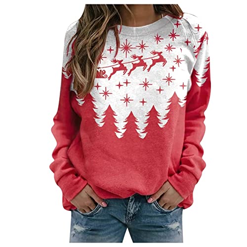 Weihnachtspullover mit licht,Merry Christmas Lustig Weihnachtspullover Damen Baumwolle Weihnachts Oberteile Oversize Pärchen Rundhals Winterpullover,Weiß,XXL von Didadihu