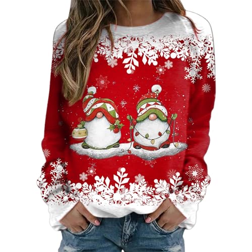 Wichtel Weihnachtspullover Damen - Lustig Baumwolle Weihnachten Sweatshirt Partnerlook Licht Pärchen Christmas Weihnachts Xmas Pullover Weihnachtspulli Für Teenager Mädchen C S von Didadihu