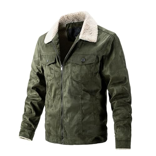 Winter Herren Mantel Stehkragen Teddyfleece Gefüttert Übergangsjacke Fleecefutter Dicke Outdoor Softshell Jacke Thermojacke Fleece Jacket von Didadihu