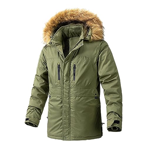 Winter Jacke Herren - Mit Futter Winddicht Mantel Windbreaker Reißverschlüsse Wintermantel Winter Jacket Gefütterte Fleece Gefüttert Coat Skijacke Winterjacke Funktionsjacke von Didadihu