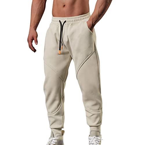 Winter Jogginghose Herren : Schwarz Baumwolle Freizeithose Bequeme Hose Grau 4XL Laufhose Jogging Hose Cargo Weiße Lange Sweatpants Jogginghose Jogginghose,Beige,3XL von Didadihu