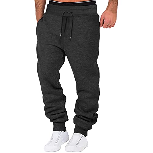 Winter Jogginghose Herren - Breite Lange Trainingshose Activewear 3XL Cargo Sweatpants Jogging Hose Winter Lang Grau Jogginghose Sporthose Laufhose,Schwarz,L von Didadihu