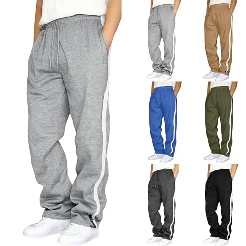 Winter Sporthose Herren : Weiße Winter Trainingshose Sport Hose Grau Baumwolle Jogginghose Laufhose Baggy Lang 3XL Sweatpants Activewear Jogginghose,GY1,S von Didadihu