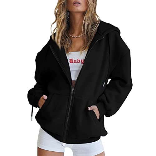 Zip Up Hoodie - Sweatjacke Damen Mit Kapuze Sweater Damen Handyjack Zipper Hoodie Oversized Oversize Hoodie Damen Ausgefallene Jacken - Jacken Oversize Top Damen Hoodie Weiß Damen von Didadihu