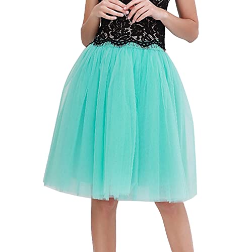 grüner tüllrock Damen grün Tüllrock Damen Unterrock Tütü Rock Hohe Taille Elastische Petticoat Tüllrock Party Rockabilly Tüll Rock Midirock Crinoline,Mintgrün,L von Didadihu