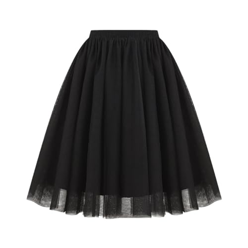 schwarzer tüllrock,tüllrock Damen 80er Puffy Tutu Rock Blase Retro Petticoat Unterrock Knielang Tütü Tüll Karneval Kostüm Rockabily Klied von Didadihu