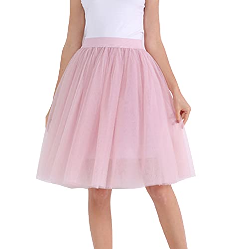 tüllrock pink rosa Damen tüllrock,3 Layers Elastische Hohe Taille tüllrock Damen für Karneval kostüm Tütü Rock Tüll Rock lang,Gold,XXL von Didadihu