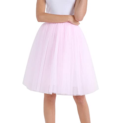 tüllrock pink rosa Damen tüllrock,3 Layers Elastische Hohe Taille tüllrock Damen für Karneval kostüm Tütü Rock Tüll Rock lang,Rosa,M von Didadihu