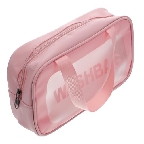 Didiseaon transparente Kosmetiktasche tragbare Kosmetiktasche Storage Pockets Wallet Reise-Aufbewahrungstasche tragbare Make-up-Tasche Mehrzweck-Waschtasche persönliche Waschtasche PVC Rosa von Didiseaon