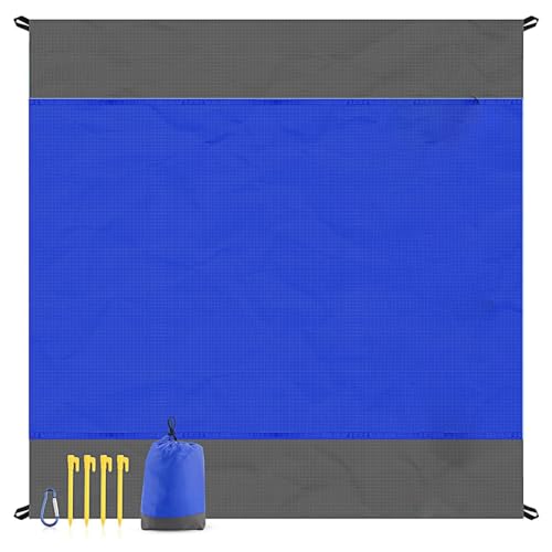 Diheohg Saphirblaue, wasserdichte und Feuchtigkeitsbeständige Matte für Outdoor-Camping, Faltbare Rasen-/Strandmatte, Picknickmatte von Diheohg