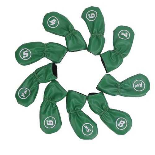 9-teiliges Golfschläger-Abdeckungsset, Stilvolles Design, PU-Ledermaterial, Leicht und Tragbar, Schmutzabweisend für Eisen, Driver-Schläger (Green) von Dilwe