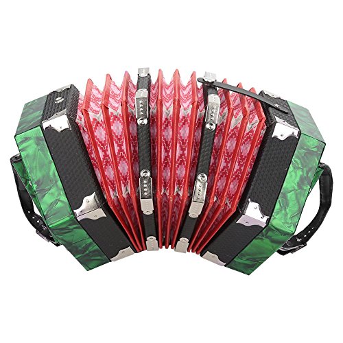 Dilwe Concertina Akkordeon, 20 Tasten Hexagonal Akkordeon Musikinstrument Spielzeug für Kinder Erwachsene Anfänger(Grün) von Dilwe