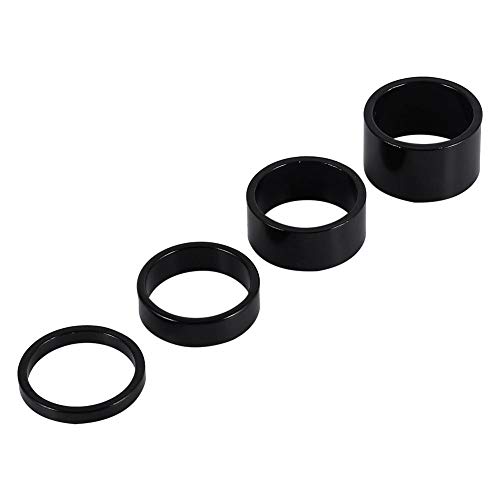 Dilwe Fahrrad Gabel Washer, 4 Farben 4 Teile/Satz 5mm / 10mm / 15mm / 20mm Aluminiumlegierung Fahrrad Vorbau Headset Spacer(Schwarz) von Dilwe