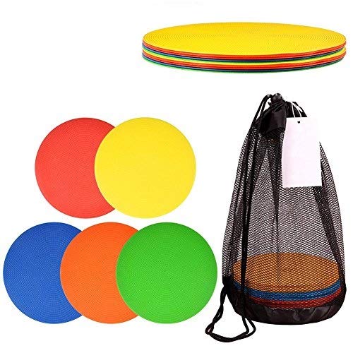 Dilwe Sportkegel, 10 Stück Flache Gut Sichtbare Trainingskegel mit Mesh Tragetasche für Fußball Indoor Outdoor Sports Training Marking von Dilwe