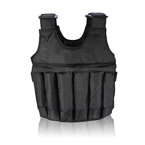 Gewichtete Weste, 50KG Max Belastung Verstellbar Gewichtsweste Nylon Multiple Pouches Training Weste für Übung Boxtraining Krafttraining Fitness Gewichtete Weste, 50KG Max Belastung Verstellbar Gewichtsweste Nylon Multiple Pouches Training Weste für Übung Boxtraining Krafttraining Fitness von Dilwe