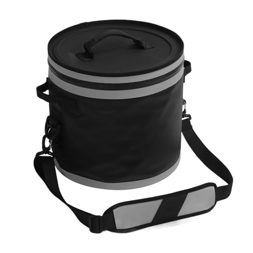 Tragbarer 17-Liter-Eimer, wasserdichte TPU-Isoliertasche mit Reißverschluss für Outdoor-Camping, Angeln und Reisen (Black) von Dilwe