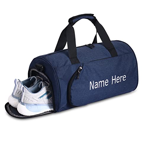 Personalisierte Bestickte Sporttasche Reisetasche Mit Jedem Text Benutzerdefinierte Sporttasche Mit Schuhfach & Nassfach (Blau) von Dinikally