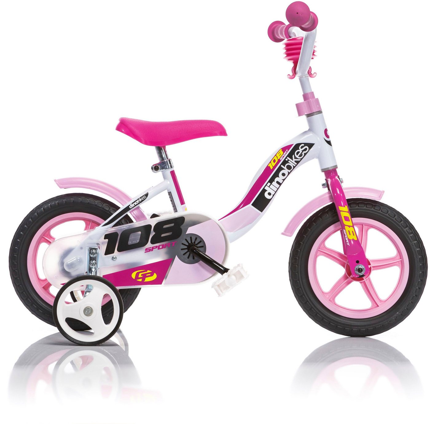 Dino Kinderfahrrad Lernrad 10 Zoll, 1 Gang, mit Stützrädern, Hupe und Schutzblechen Dino Kinderfahrrad Lernrad 10 Zoll, 1 Gang, mit Stützrädern, Hupe und Schutzblechen von Dino