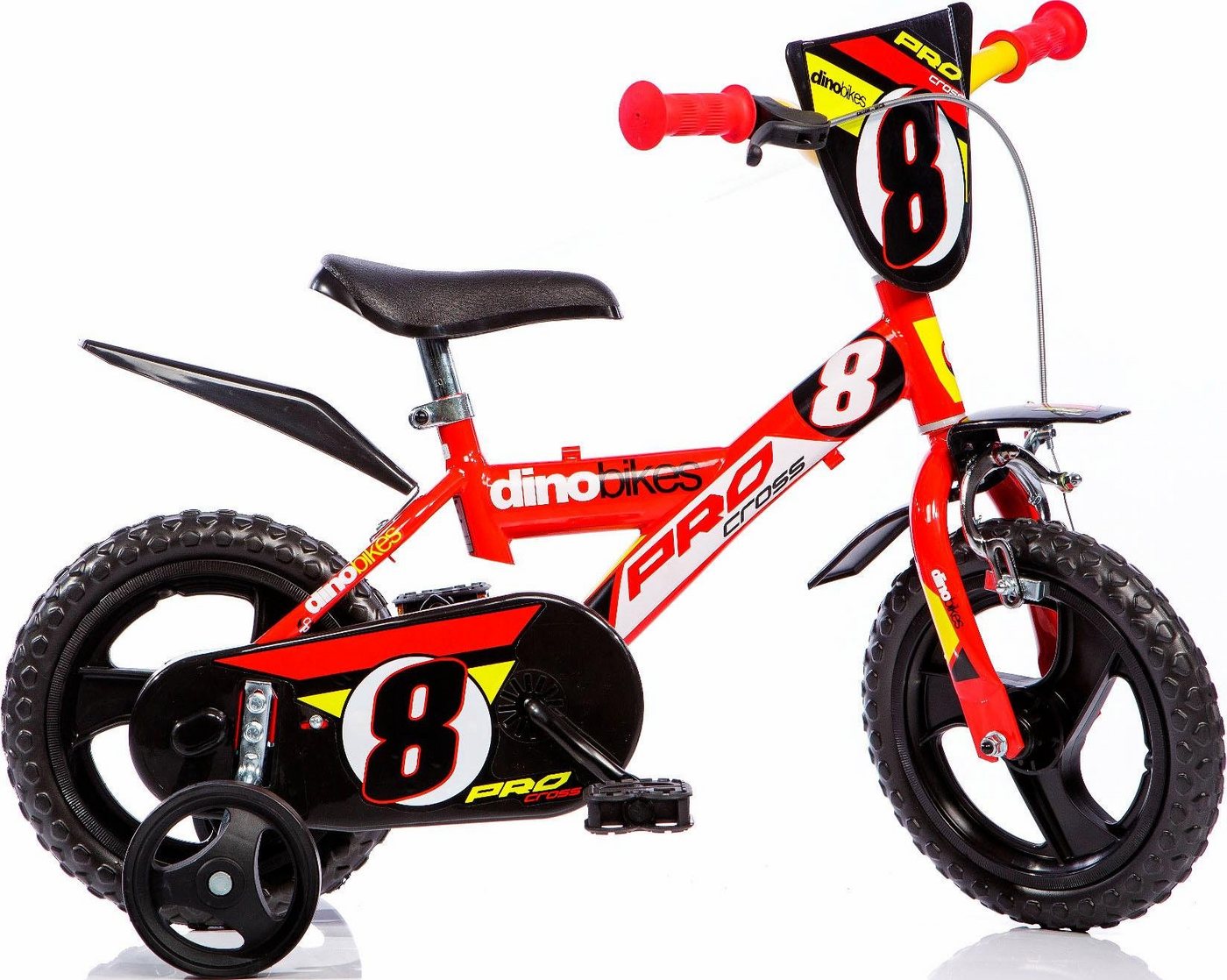 Dino Kinderfahrrad Mountainbike 12 Zoll, 1 Gang, mit Stützrädern, Frontschild und coolen Schutzblechen Dino Kinderfahrrad Mountainbike 12 Zoll, 1 Gang, mit Stützrädern, Frontschild und coolen Schutzblechen von Dino