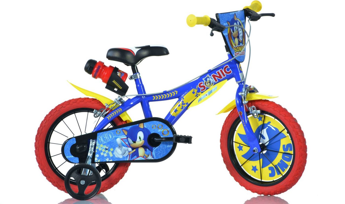 Dino Kinderfahrrad Sonic, 1 Gang, mit Stützrädern, Trinkflasche und Frontschild Dino Kinderfahrrad Sonic, 1 Gang, mit Stützrädern, Trinkflasche und Frontschild von Dino
