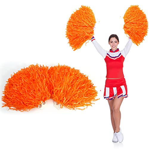 Dioche Pom Cheerleaders, Cheerleading Poms Metallischer Blumenball Pompoms Plastikring für Gruppentanz(Orange) von Dioche