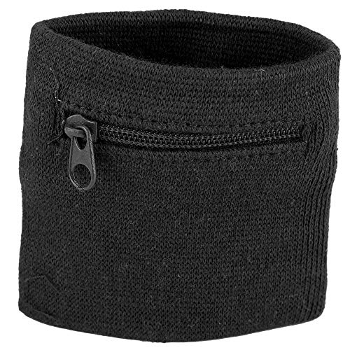 Handgelenks Tasche Klett Verschluss Hiezel Schweiß Band Schwarz Unisex Armband Münz Schlüssel Aufbewahrung Reiß Verschluss Manschetten Tasche Sport Handgelenk Geldbörse Gym Laufen (Schwarz) von Dioche