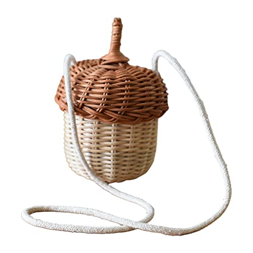 Runde Rattan-Taschen, für Damen und Mädchen, handgewebt, Stroh, Geldbörse, Umhängetasche, Umhängetasche, natürliche Tasche, braun von Diogeynu