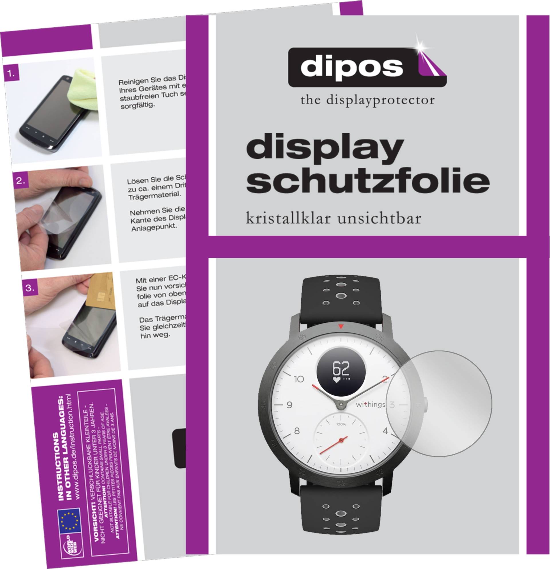 Dipos Displayschutzfolie Crystalclear, Smartwatch Schutzfolie, Transparent von Dipos