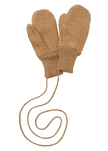 Disana WALK-HANDSCHUHE, 100% Bio-Merinowolle GOTS, IVN Best | mit Strickkordel verbunden | Baby Kleinkind Kind Unisex | Made in Germany | Karamell Gr. 1 von Disana