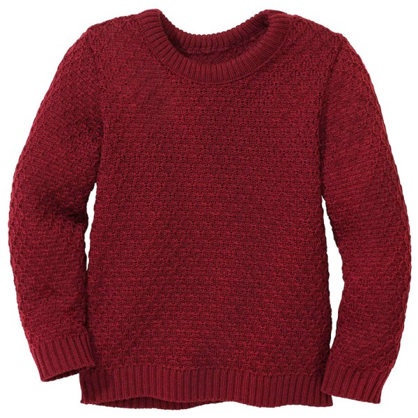 disana - Kid's Aran-Pullover - Wollpullover Gr 122/128 rot von Disana