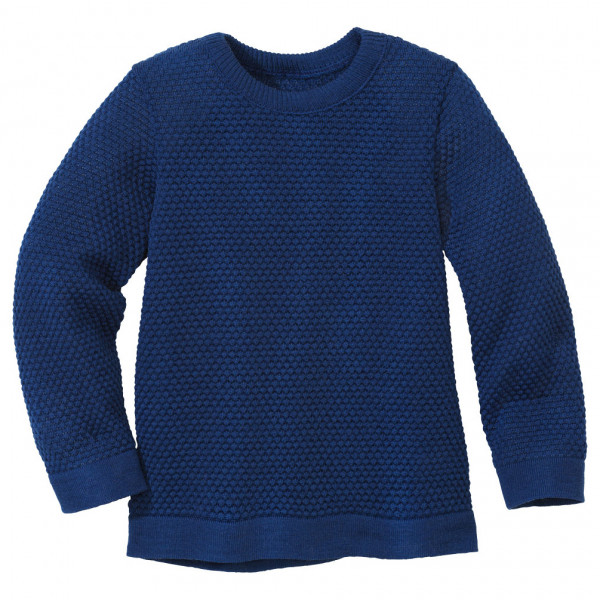disana - Kid's Wabenstrick-Pullover - Wollpullover Gr 122/128 blau von Disana