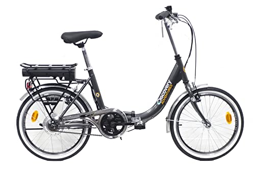 Discovery Unisex – Erwachsene E1000 Rückwärtsmotor 24 V Elektrofahrrad Klapprad 20 Zoll Farbe Schwarz oder Anthrazitgrau, Dunkelgrau Metallic von Denver