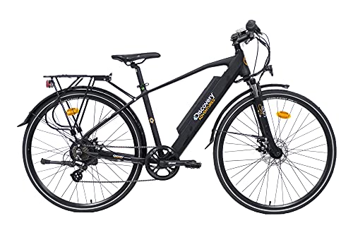 Discovery Herren E8200 E-Bike mit Rädern von 28 Zoll und Federgabel, Shimano 7-Gang-Schaltung, Mattschwarz von Denver