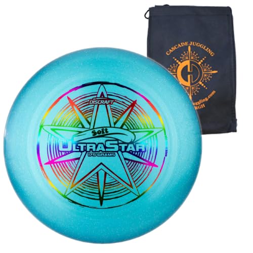 Discraft Soft Ultrastar Fliegenscheibe, 175 g, weiche Version Ultimate Frisbee Wettbewerbsspezifikation – inklusive Cascade Jongliertasche (Soft Blue) von Discraft and Cascade Juggling